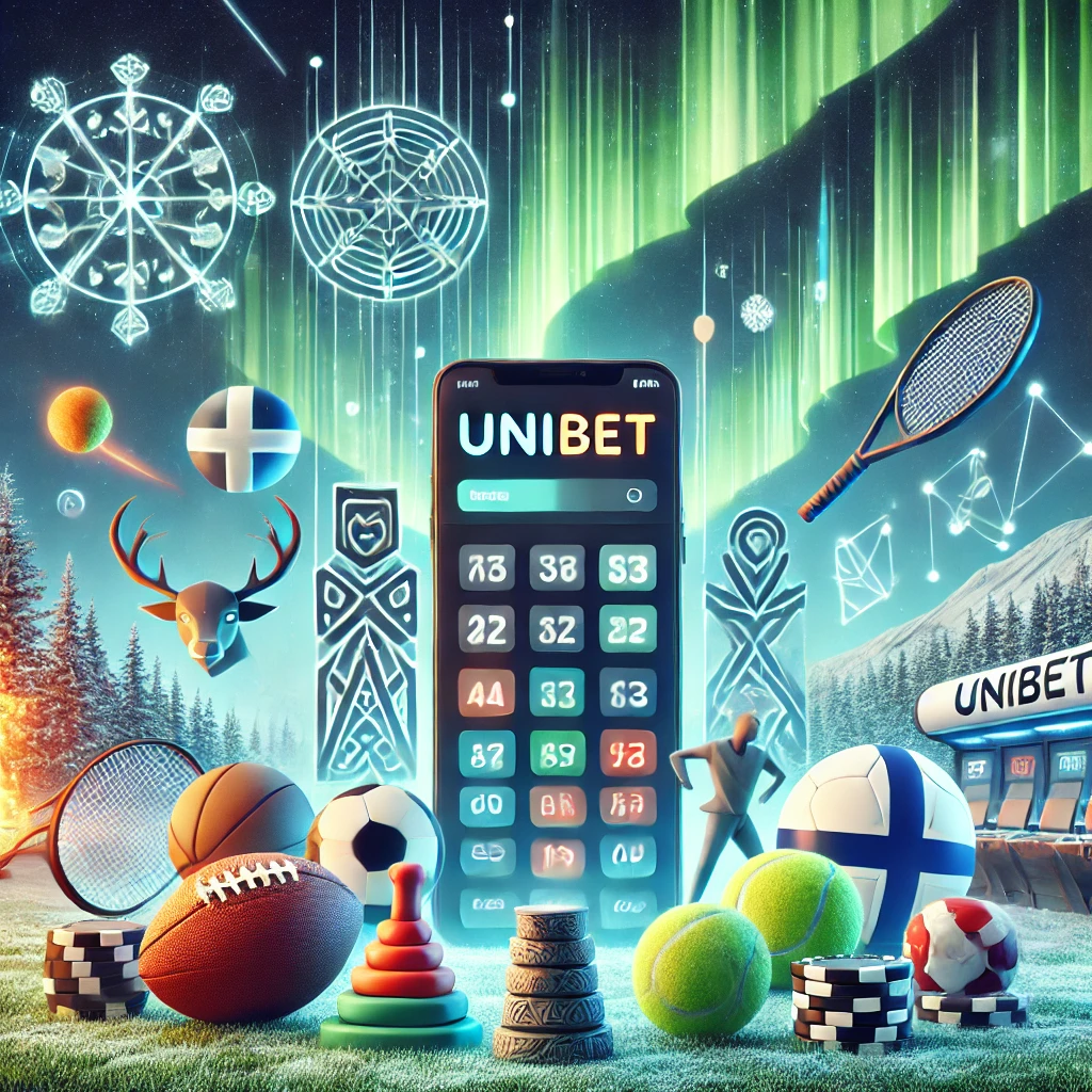 A Vibrant And Dynamic Scene Depicting Unibet Betting With A Scandinavian Twist. The Foreground Shows Various Scandinavian Symbols Like Nordic Runes A